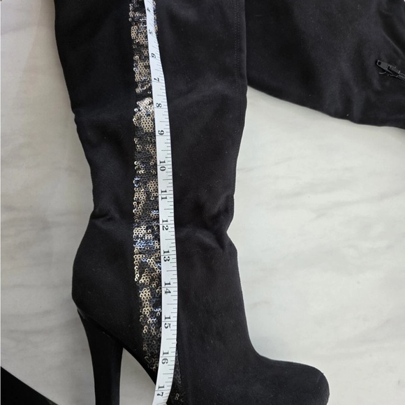 Jennifer Lopez Boots Womens 7.5M Malina Tall High Heels Sequins 112913 Black - Picture 14 of 15